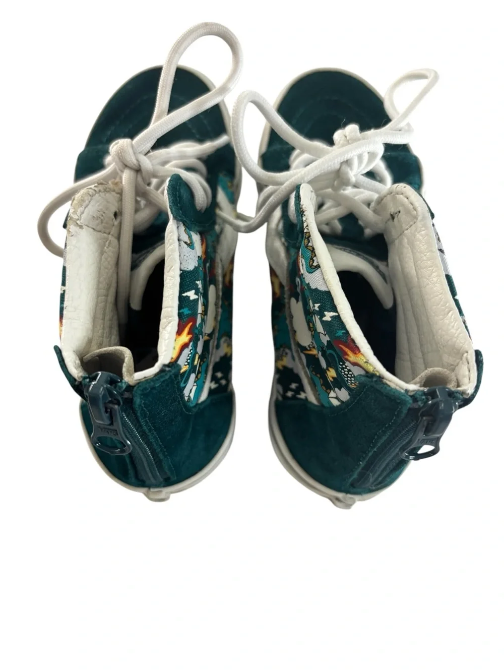 Vans Kids High-Top Sneakers in Teal with Dragon Graphic
